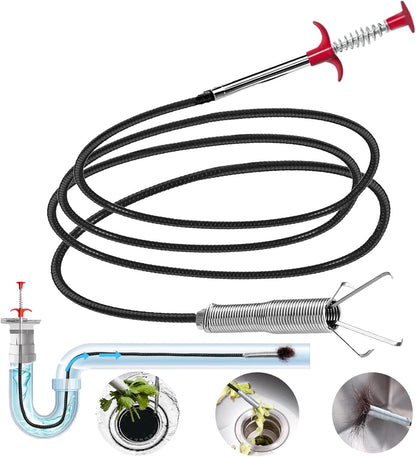 Upgraded Drain Snake, 76 inch Hair Drain Clog Remover Tool ， Sink Snake Drain Clog Remover for Sewer Kitchen Bathroom