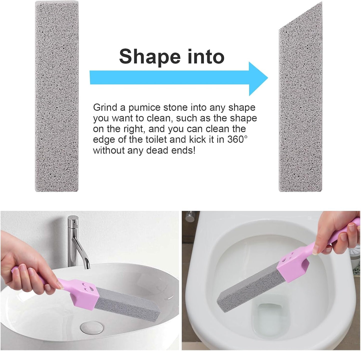 Herda 10 Pack Pumice Stone for Toilet Bowl Cleaning, Powerfully Pumice Stick for Cleaning Hard Water Rings, Calcium Buildup, Rust, Pumice Bar for Toilets, Bathtubs, Grills, Swimming Pools, Sinks