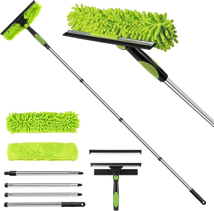 Professional 67" Window Squeegee, 3-in-1 Rotatable Squeegee for Window Cleaning with Extension Poles, Window Cleaner Tool Kit for Indoor & Outdoor High Windows and Car Glass