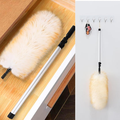 Lambswool Extendable Duster 29-110 Inch, Anti-Static Flexible Head, Stainless Steel Pole for High Ceilings, Fans, Interior & Roof Dusting.