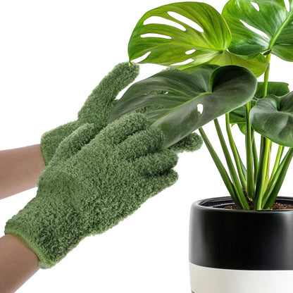 Microfiber Gloves, Dusting Gloves Microfiber Glove for Plants Mittens for houseplants Leaf Plant Care(Dark Green)