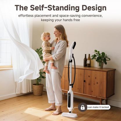 12-in-1 Steam Mop, Detachable Handheld Steam Cleaner for Home, 23FT Cord, 3 Steam Modes & LED Display, Steam Mops for Floor Cleaning, Bathroom, Windows, Sofas, Clothes, Tile Grout, Carpets, Furniture