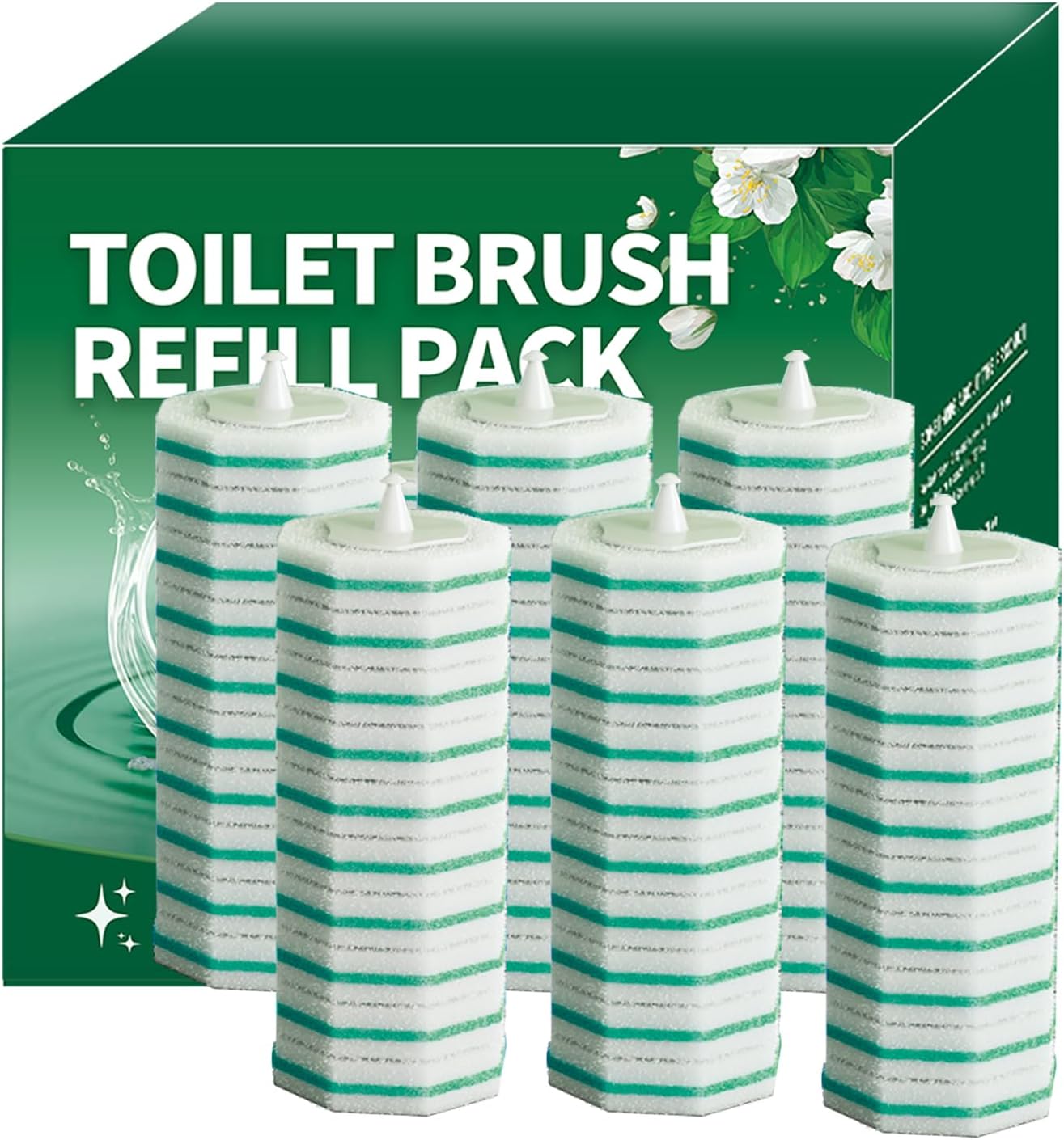 60 Count Toilet Brush Heads, Toilet Wand Refills for Clorox ，Suitable for Most Disposable Toilet Brushes. Features a Convenient snap-on Design. Both Home and Commercial use.No Falling Apart,