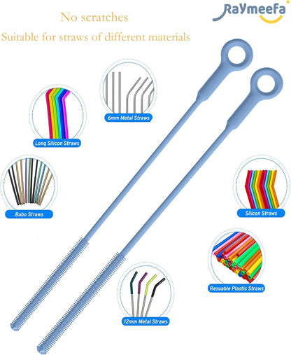 Straw Cleaner Brush Set - Raymeefa Scratch-Free Detail Cleaning for Reusable Straws & Tumblers (Blue)