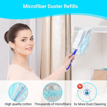 20 Count Feather Dusters Refill for Cleaning, 180 Degree Heavy Duty Duster Replacement Head for Swiffer Duster,Dusting Furniture, Blinds, Ceiling Fans, Helps Remove Allergens