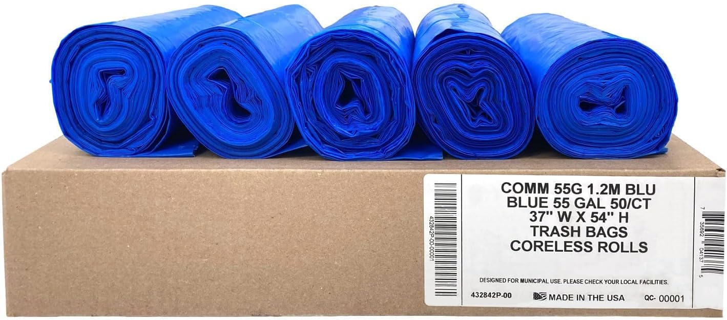 Ultrasac Heavy Duty 55 Gallon Clear Trash Bags - (Value 50 Pack) - 1.2 MIL equivalent Industrial Strength Plastic 37" x 54" for 50-55 Gal Cans -Fits Toter, Rubbermaid Brute, Carlislie Bronco etc.