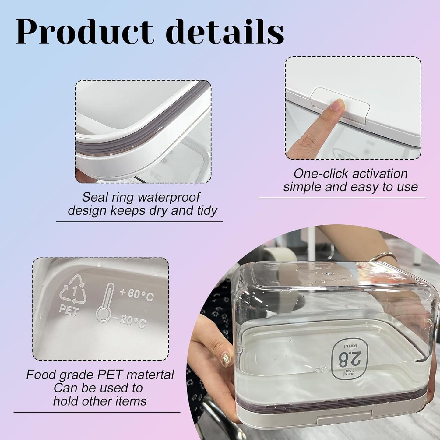 94oz/2.8L Laundry Pods Container for Room Organization Dishwasher Laundry Pod Holder with One-Press Lid and Scoop Large Capacity Holds 150 Pods Detergent Powder Container Sealed Dryer Sheet Holder