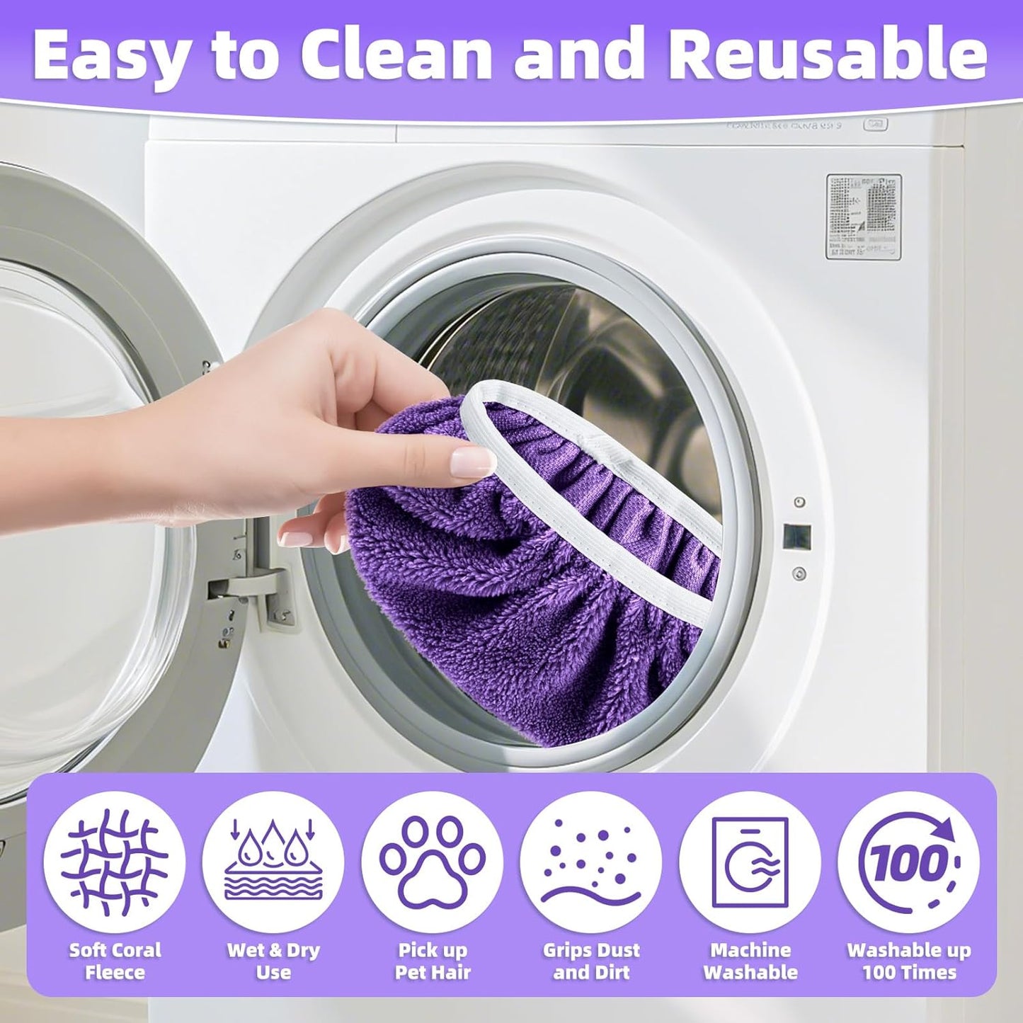 Reusable Mop Pads Compatible with Swiffer Sweeper Mop, Microfiber Dry Sweeping Cloths & Machine Washable Wet Pads Refill for Use on All Sealed Floors - Stone, Hardwood, Laminate & Tile (6 Blue)