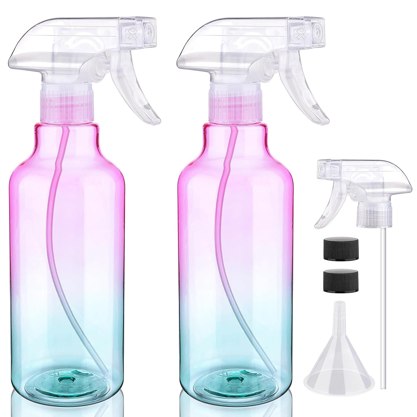 Plastic Spray Bottles Empty Spray Bottle 16.9oz/500ml 2 Pack Heavy Duty Spraying Bottles Mist/Stream Water Bottle for Cleaning Solutions, Essential Oils, Hair (Clear)