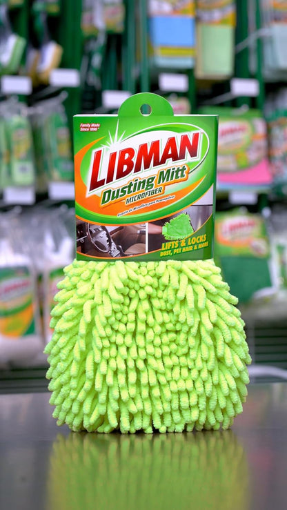 Tribello Libman Microfiber Dusting Mitt – Dual-Sided Dusting Glove with Elastic Cuff, Polishing & Dusting Microfiber Fingers, Reusable & Machine-Washable, 10.5” x 7” – Traps Dust, Dirt & Allergens
