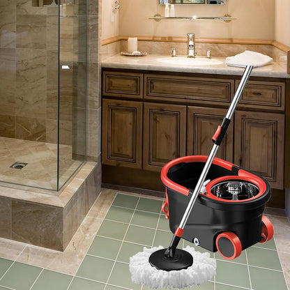 Spin Mop and Bucket with Wringer Set, 360° Rotating Head Mop Bucket System with 3 Microfiber Mop Refills Wet and Dry Suitable for Office and Home Use, Green (Green)