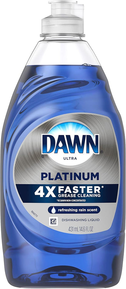 Dawn Platinum Refill Jug Dish Soap, Fresh Rain Scent Liquid Dishwashing Detergent Powerful Dawn Dish Soap for Tough Grease Removal Dishwashing Liquid Value Pack, 51.5 oz (Pack of 2)