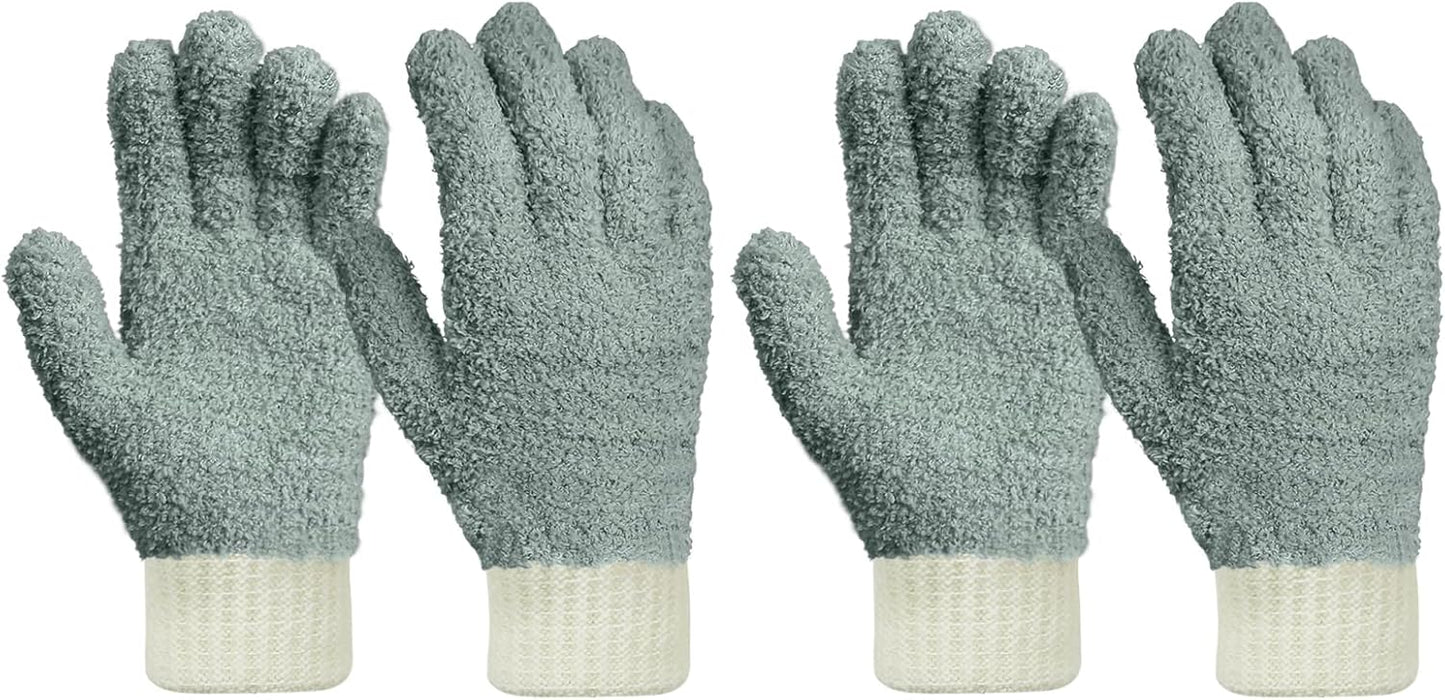 MIG4U Microfiber Dusting Gloves House Cleaning Glove for Blinds, Windows, Shutters, Furniture, and Car, Reusable Lint-Free Pink 1 Pair S/M