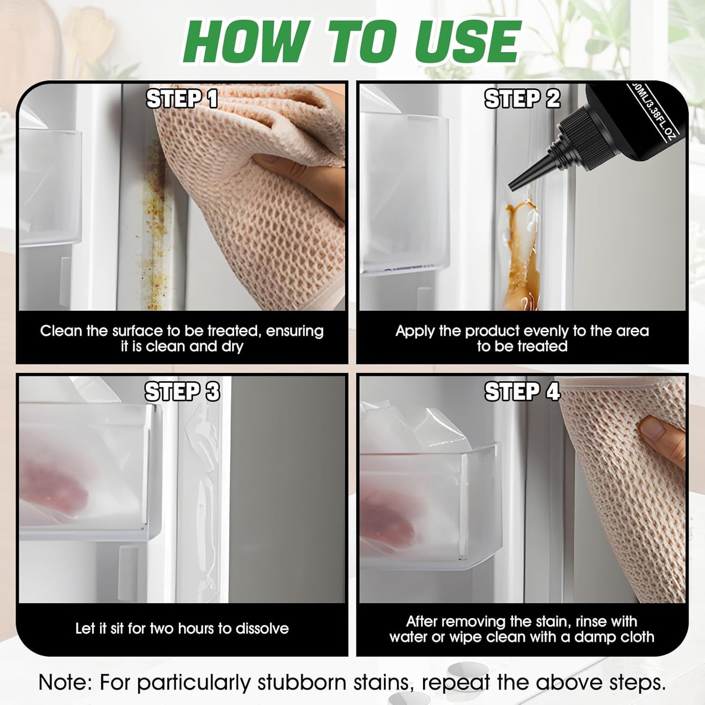 Home Stain Cleaner, Stain Remover Gel with Pointed Nozzle Highly Effective Stain Removal Gentle and Does Not Damage The Surface Multi-Purpose Cleaning for Kitchen and Bathroom, 3.33 OZ