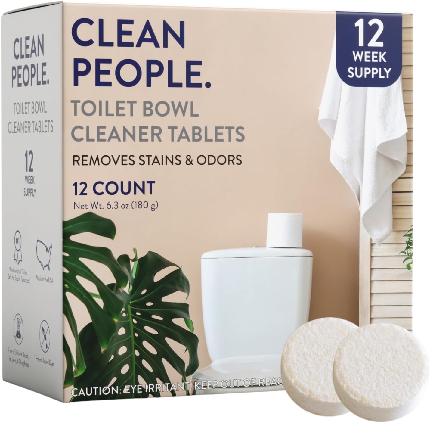 THE CLEAN PEOPLE Toilet Bowl Cleaner | Eco Friendly Toilet Bowl Cleaner Tablets for Removing Hard Water Stains, Rust, and Limescale Buildup (24 Count)