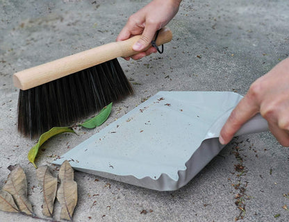 Mini Metal Dustpan and Brush Set, Natural Hand Broom, Stainless Steel Dust Pan, Heat-Safe for Fireplace Ash Cleaning, Anti-Static, Eco-Friendly