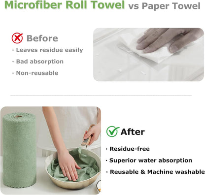 80 Pack Microfiber Cleaning Cloth Roll Reusable Paper Towels 12"x12" Tear Away Cloth, Microfiber Towels for Cars, Wash Cloths, Lint Free Dark Grey Rags for House, Kitchen,Window,Cleaning Supplies