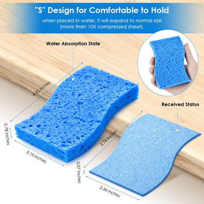 8PCS Dish Sponges Kitchen, Premium Blue Dish Washing Kitchen Sponge, Compressed Cleaning Sponges for Cleaning Kitchen and Bathroom, Non Scratch Scrub Sponge, Cleans Quickly and Well