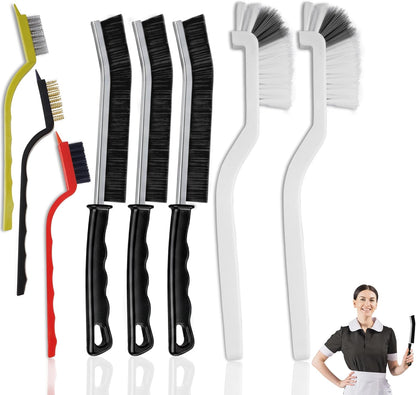 14 Pcs Crevice Cleaning Brush Set – Hard Bristle Cleaning Tools for Grout, Tile Floors, Gaps & Narrow Spaces – Multi-Purpose Grout Scrub Brush for Cleaning Bathroom, Shower, Window Tracks, Kitchen