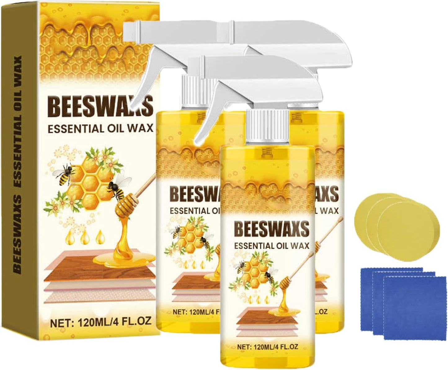Beeswax Wood Polish Spray 120ml Natural Shine &Protection for Furniture,Floors, Cabinets - Non-Greasy, Anti-Dust Finish (1PCS)