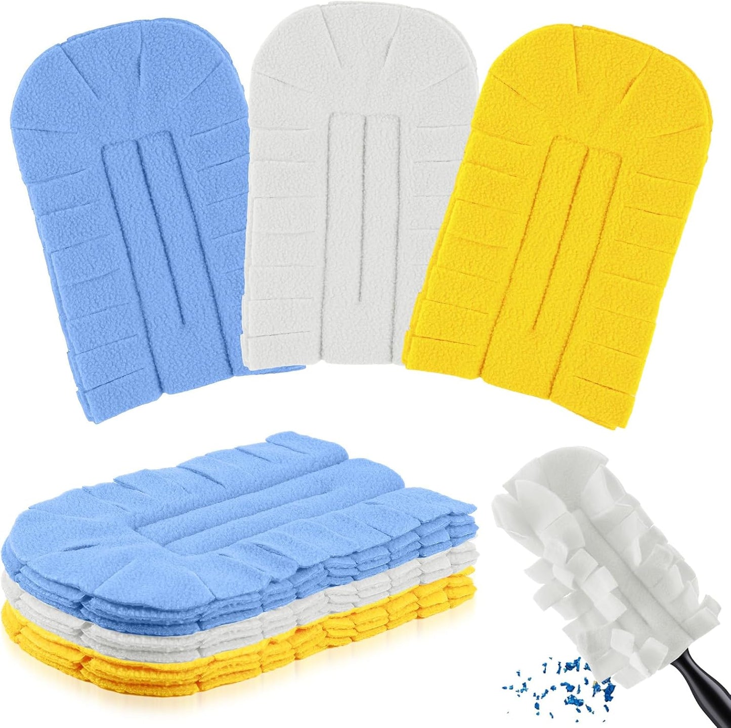 Zubebe 12 Pcs Duster Refill Reusable Fleece Duster Refills Feather Flat Dusters Multi Surface Washable Cleaning Pads Tools for Home, Blinds, Car, Pet, Furniture, Fans (Dark Color)