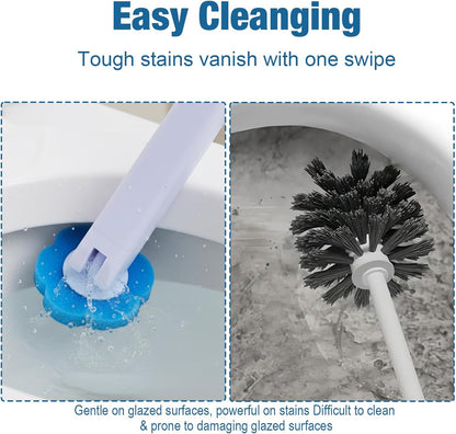 2 Pack Disposable Toilet Brush and Holder Set, Automatic lid-Opening and Closing Toilet Brush with Holder 48 Refills for Bowl Cleaners Bathroom Cleaning Bathtub