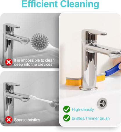 JOYMOOP 4 Pack Crevice Cleaning Brush, Hard Bristle Grout Brush, House Cleaning Supplies, Magnetic Gap Cleaning Brush for Kitchen, Bathroom, Window, Toilet, Multifunctional Cleaning Tools-4 Colors