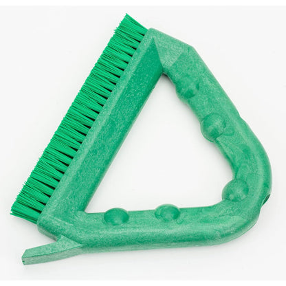 SPARTA Plastic Commercial Grout Brush, Triangle-Shaped Scrub Brush with Scraper and Two Threaded Holes for Attaching Handle (Sold Separately), 9 x 7 x 7 Inches, Gray