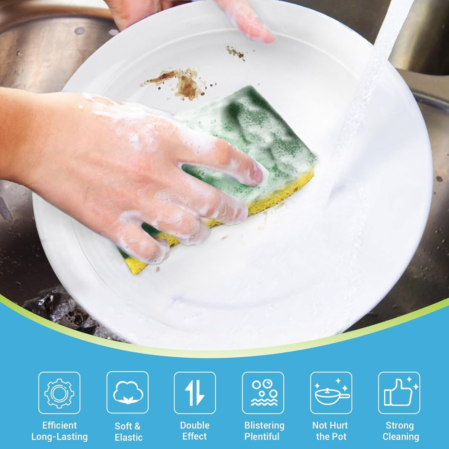 AIDEA XL Sponges Kitchen, 12Count, Non-Scratch Dish Sponges, Large Natural Sponge for Non Stick Cookware, Cellulose Cleaning Sponge for Dishes, Bathroom, Household