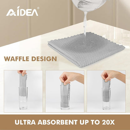 AIDEA Microfiber Glass Cleaning Cloth, 8PK, Premium Microfiber Glass and Window Cleaner, Lint Free Magic Cleaning Cloths for Glass, Windows, Windshields, Mirrors, Stainless Steel, 12"x12"