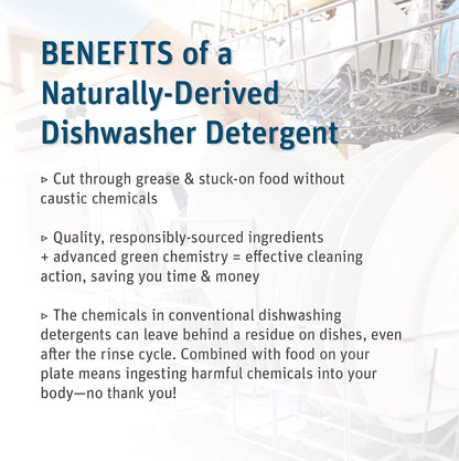 Grab Green Automatic Dishwashing Detergent Powder 3.17 lbs, 80 Loads, Fragrance Free, Plant and Mineral Based, Superior Cleaning, Powerful Grease Removal, Brilliant Shine