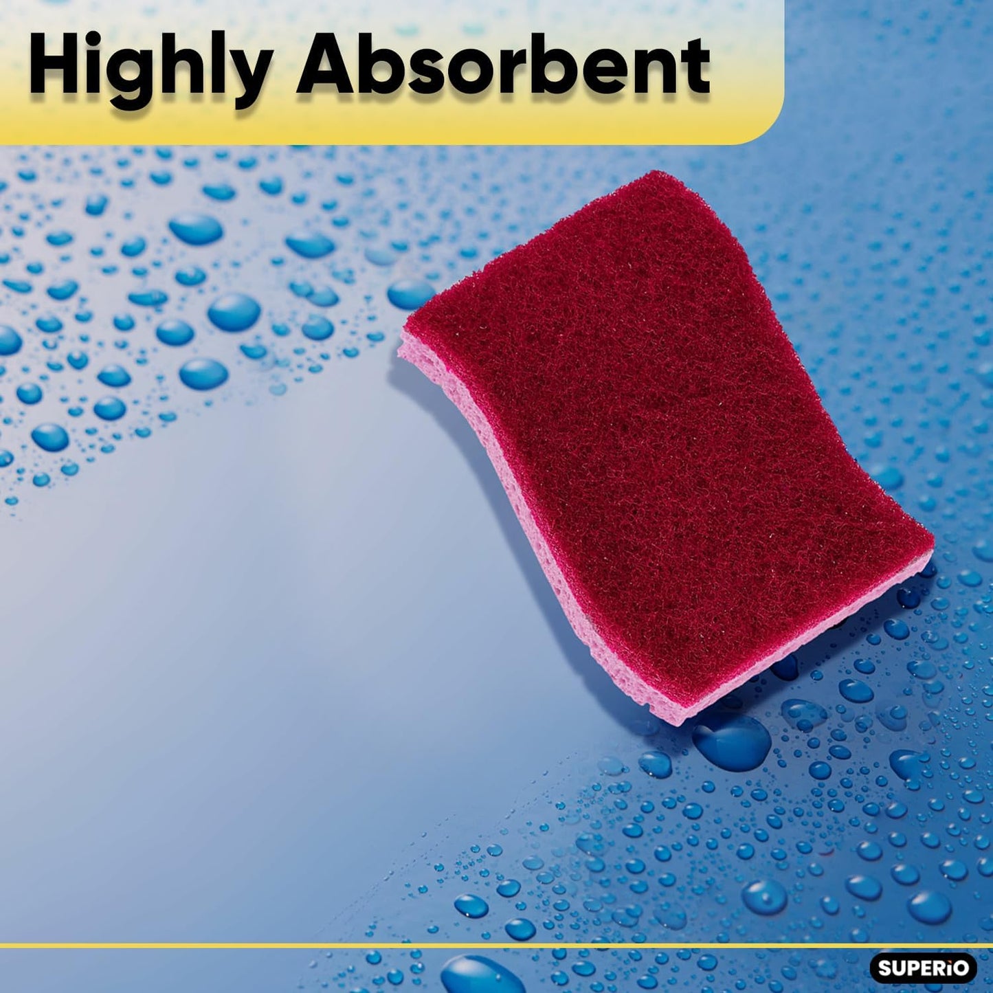 Non-Scratch Cellulose Sponge Kitchen Scrub Sponge with Scouring Pad Set, Good for Non-Stick Cookware Frying Pan, Pot, Counter Top, Sink Scrubbing, Kitchen Scrubbers, Pack of 2, (Red/Pink)