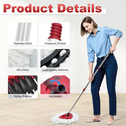 Mop Heads Replacement for Ocedar, Mop Replace Head for Ocedar EasyWring 1 Tank, Microfiber Spin Mop Refills, Include 5 Spin Mop Replacement Head Deep Cleaning Machine Washable with 2 Scrubber Mop Head