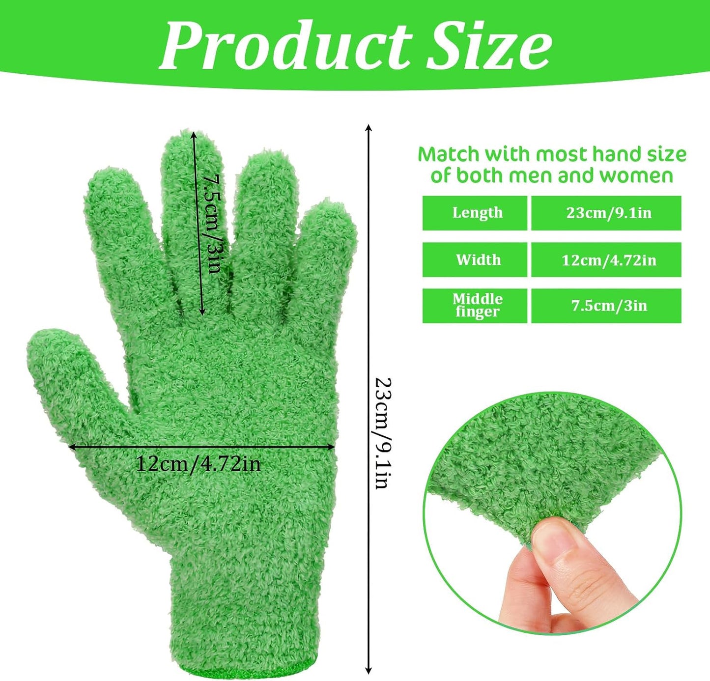 Abeillo Microfiber Gloves for Plants Dusting Cleaning, Reusable Washable Cleaning Gloves Mittens House Cars Blinds Dusting