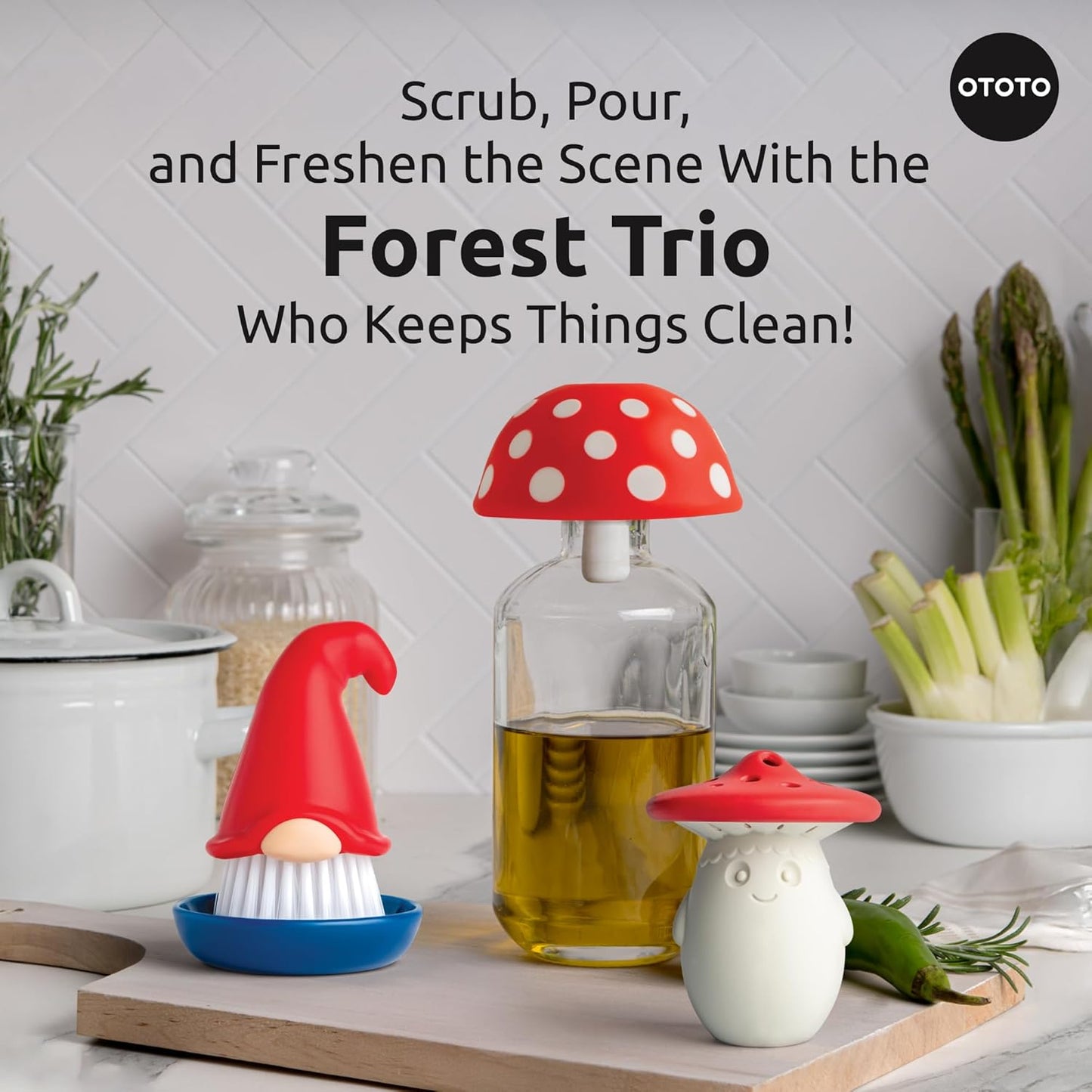 New! Beardy Gnome Dish Brush by Ototo - Dish Scrub Brush, Gnomes, Quirky Gifts, Dish Brush, Cute Kitchen Accessories, Funny Kitchen Gadgets, Vegetable Brush, Cute and Useful Gifts for Women