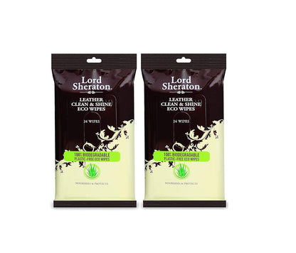 Lord Sheraton Leather Clean and Shine Eco Wipes - 24 in a pack - Two Packs (48 wipes)