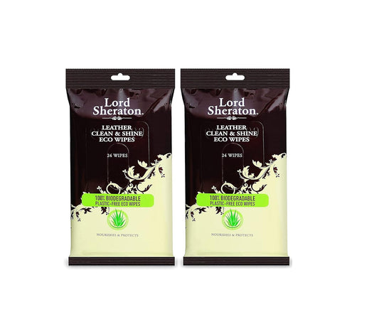 Lord Sheraton Leather Clean and Shine Eco Wipes - 24 in a pack - Two Packs (48 wipes)