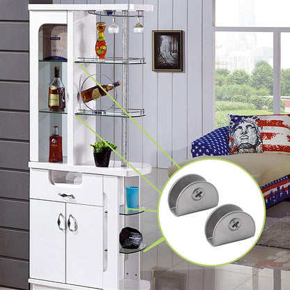 8Pcs Adjustable Half Round Glass Shelf Brackets 201 Stainless Steel Glass Clamp Clips Wall Mounted Brushed Shelf Holder Supports Mounting Brace for 3-8mm Thick Glasses