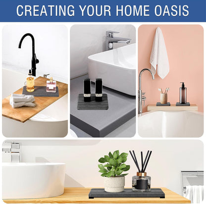 3PCS Water Absorbing Stone Tray, Fast Drying Stone Sink Tray, Stones Soap Trays, Water Absorbent Diatomite Trays, Diatomite Coasters for Kitchen Sink Bathroom Counter, Hand Soap Dish & Holders