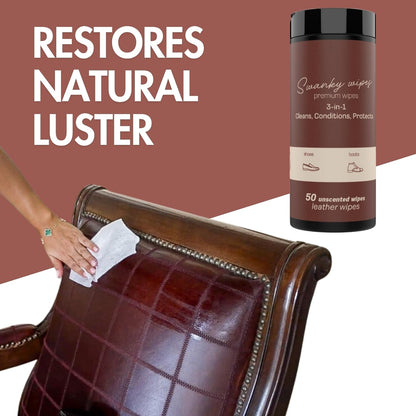 Swanky Leather Wipes - Leather Cleaner and Conditioner for Purses, Shoes, Furniture Polish & Car Seats, Prevents Fading & Cracking, Restores Softness & Shine - Soft Wipes, 30 Count