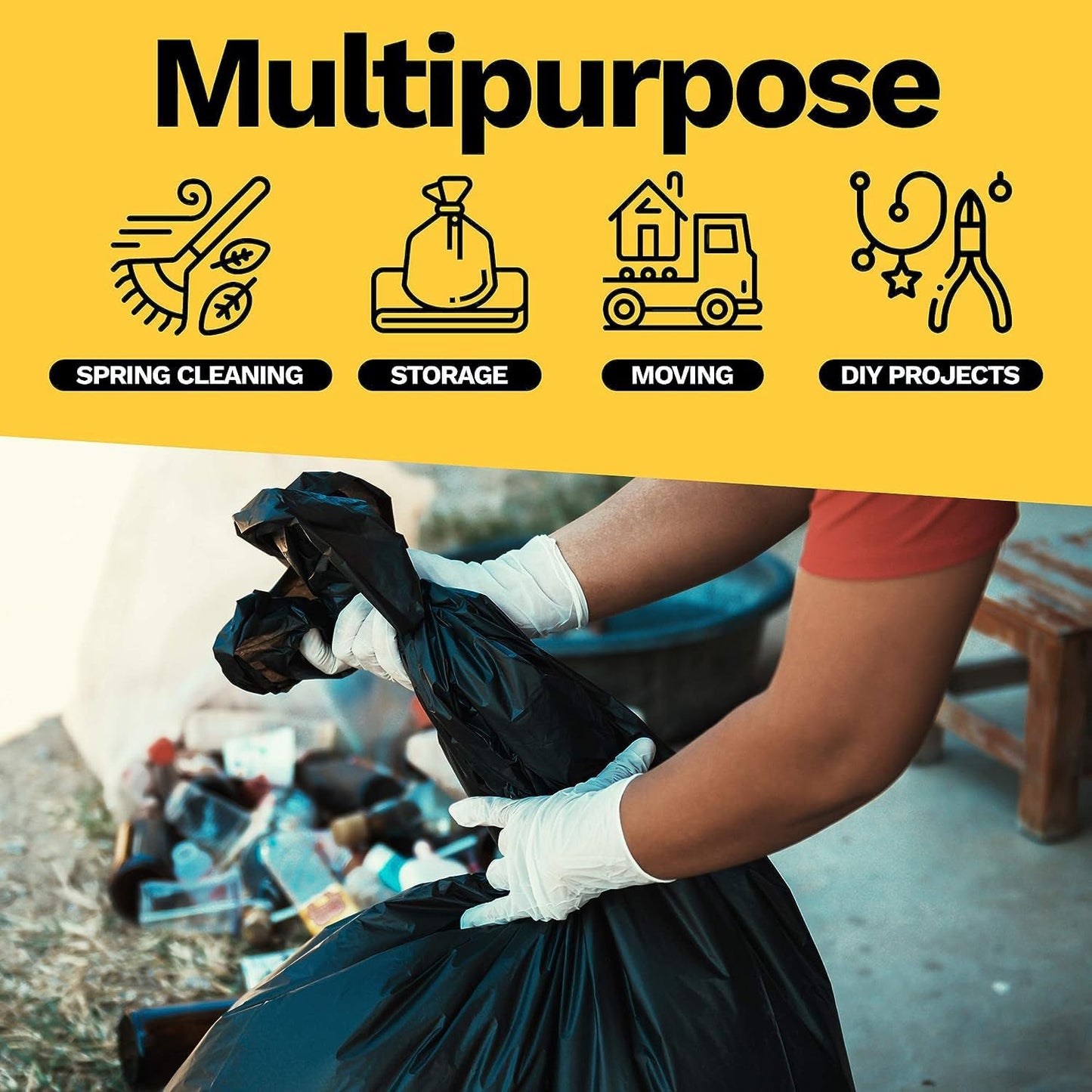 ToughBag 55 Gallon Contractor Trash Bags, 2 Mil Thick (30 Count) - Heavy Duty Drum Liners, Industrial & Commercial Black Garbage Bags - Made in USA
