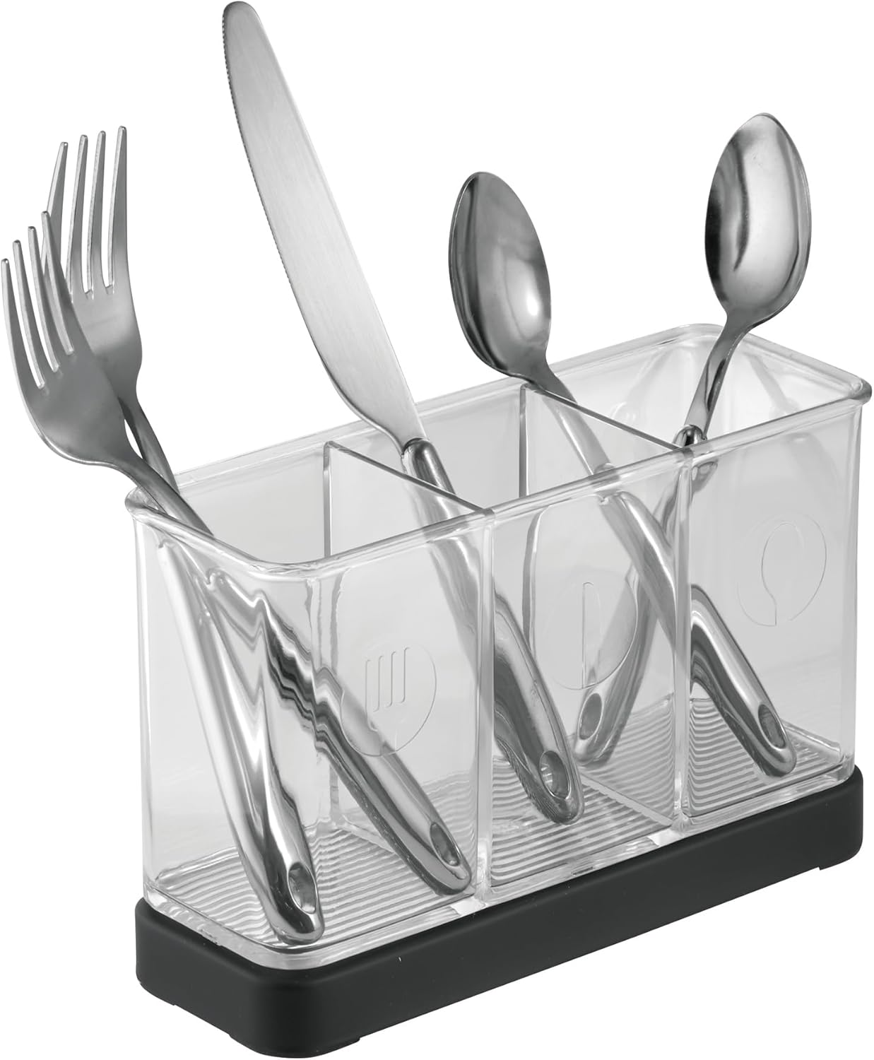iDesign Forma BPA-Free Plastic Soap and Sponge Sink Organizer Caddy - 6" x 3.5" x 8.25", Clear/Matte Black
