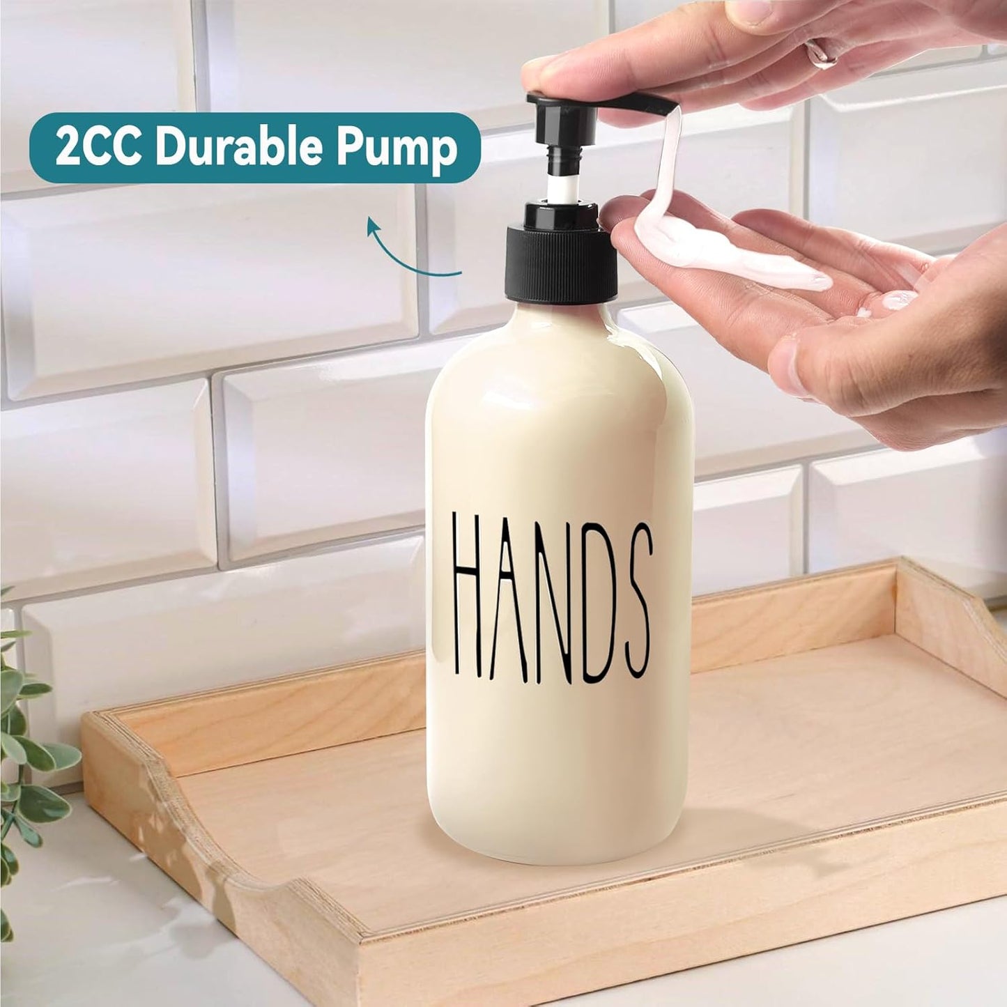 COHOSEGE Glass Soap Dispenser Set 2 Pack,Contains Hand and Dish Soap Dispenser.Premium 16 Oz Black Kitchen Soap Dispenser Set for Kitchen Sink and Farmhouse Decor