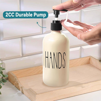 COHOSEGE Glass Soap Dispenser Set 2 Pack,Contains Hand and Dish Soap Dispenser.Premium 16 Oz Black Kitchen Soap Dispenser Set for Kitchen Sink and Farmhouse Decor