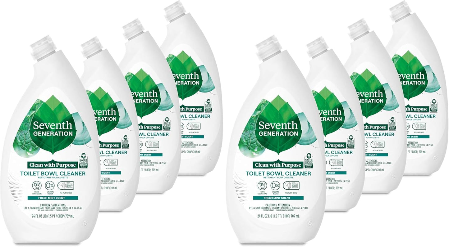 Seventh Generation Toilet Bowl Cleaner Fresh Mint scent 4 Pack Without Chlorine Bleach Ammonia Free 24 oz