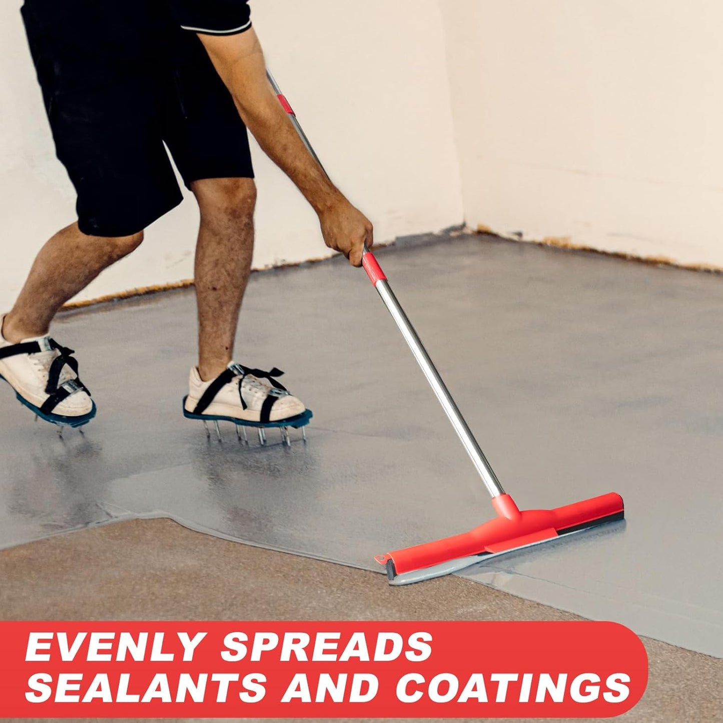 Water Broom & Floor Squeegee Scrubber with 51" Adjustable Pole & EVA Foam Blade – Indoor/Outdoor Use for Garage, Patio, Bathroom, Tile, Marble