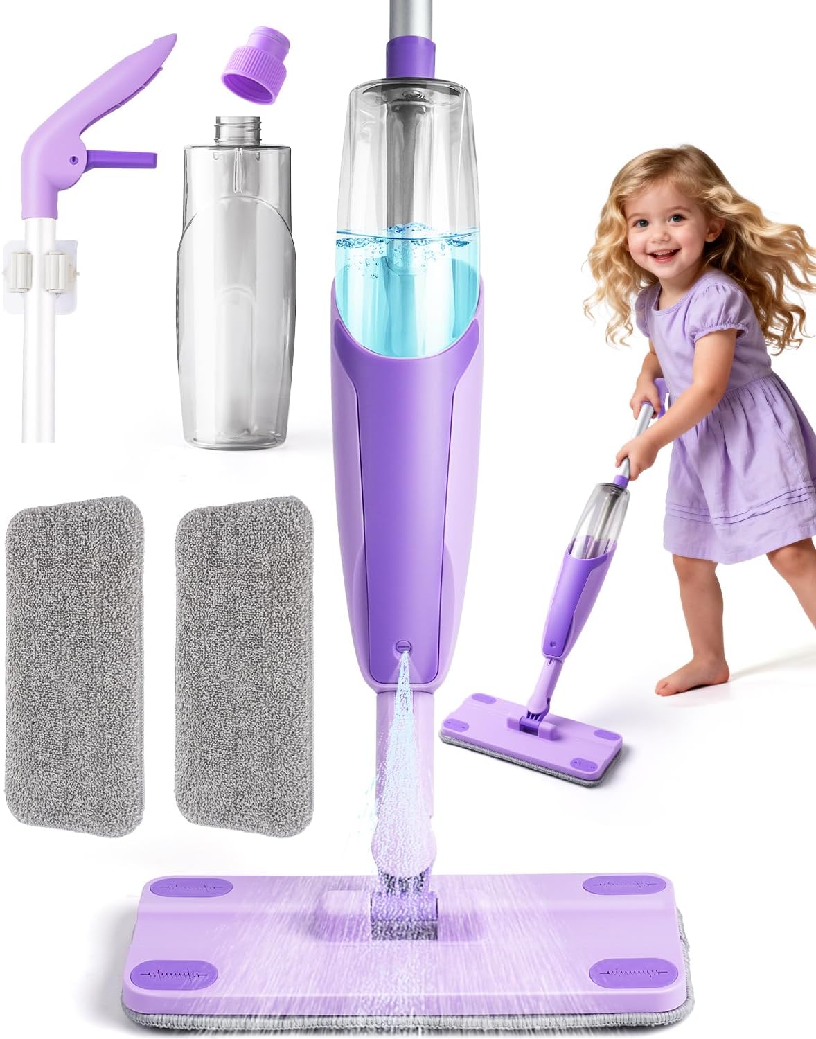 Toddler Spray Mop-Montessori Toys Mini Size Cleaning Mini Mop that Really Spray -Kid Pretend Play Toys Gift for Toddlers Girls Boys