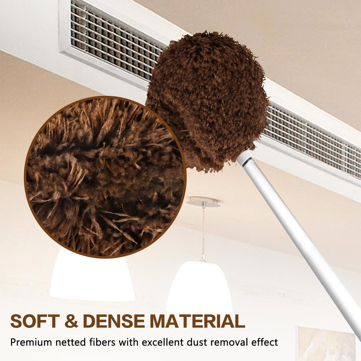 Ceiling Fan Cleaner Duster Reusable Microfiber Ceiling Fan Blade Cleaner Removable Duster with Extension Pole Adjusts 13 to 49.7 Inch for Cleaning Walls Bookshelves Furniture Door Window Top (Blue)