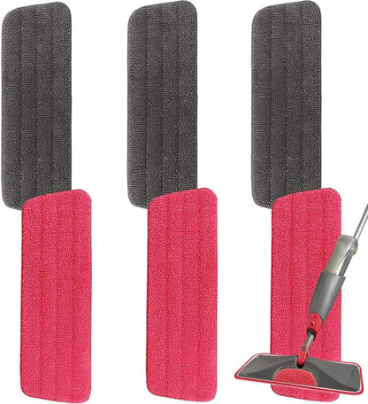 16.5 inch Microfiber Mop Pads for Rubbermaid Reveal Spray Mop and Any 16.5" Flat Mop - 10 Pack 13''-15'' Spray Mop Pad Reusable Washable Replacement Refills - Red & Grey