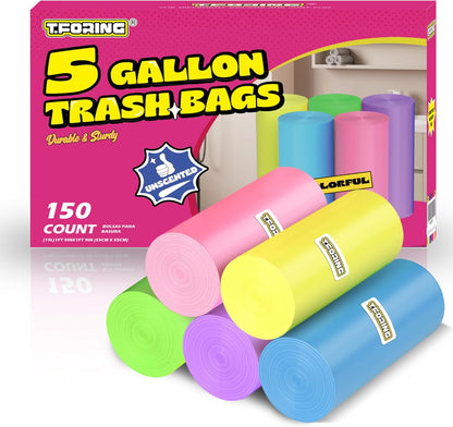150 Count 4 Gallon Small Trash Bags - Colored Bathroom Garbage Bags Unscented Leak-proof, 15 Liter Plastic Wastebasket Can Liners for Office Bedroom Toilet and Car